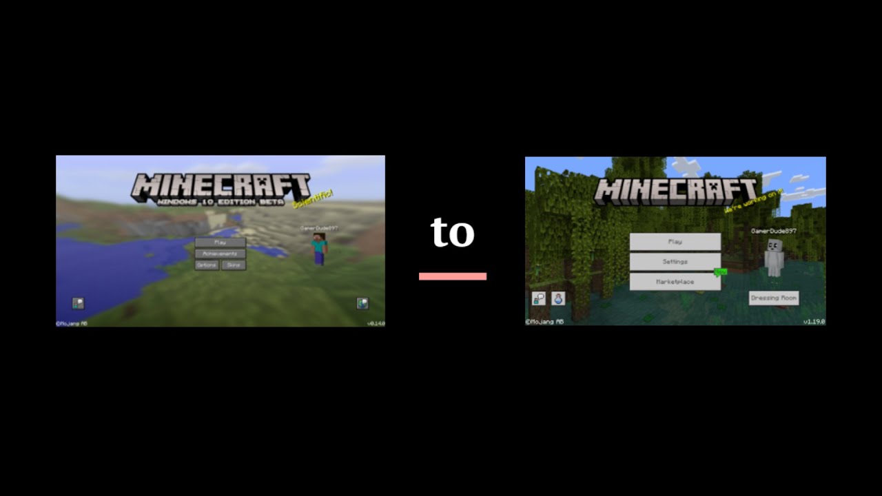 Minecraft Menu Screens Evolution (Bedrock Edition)(Alpha 0.14.0-Release 1.19.0)