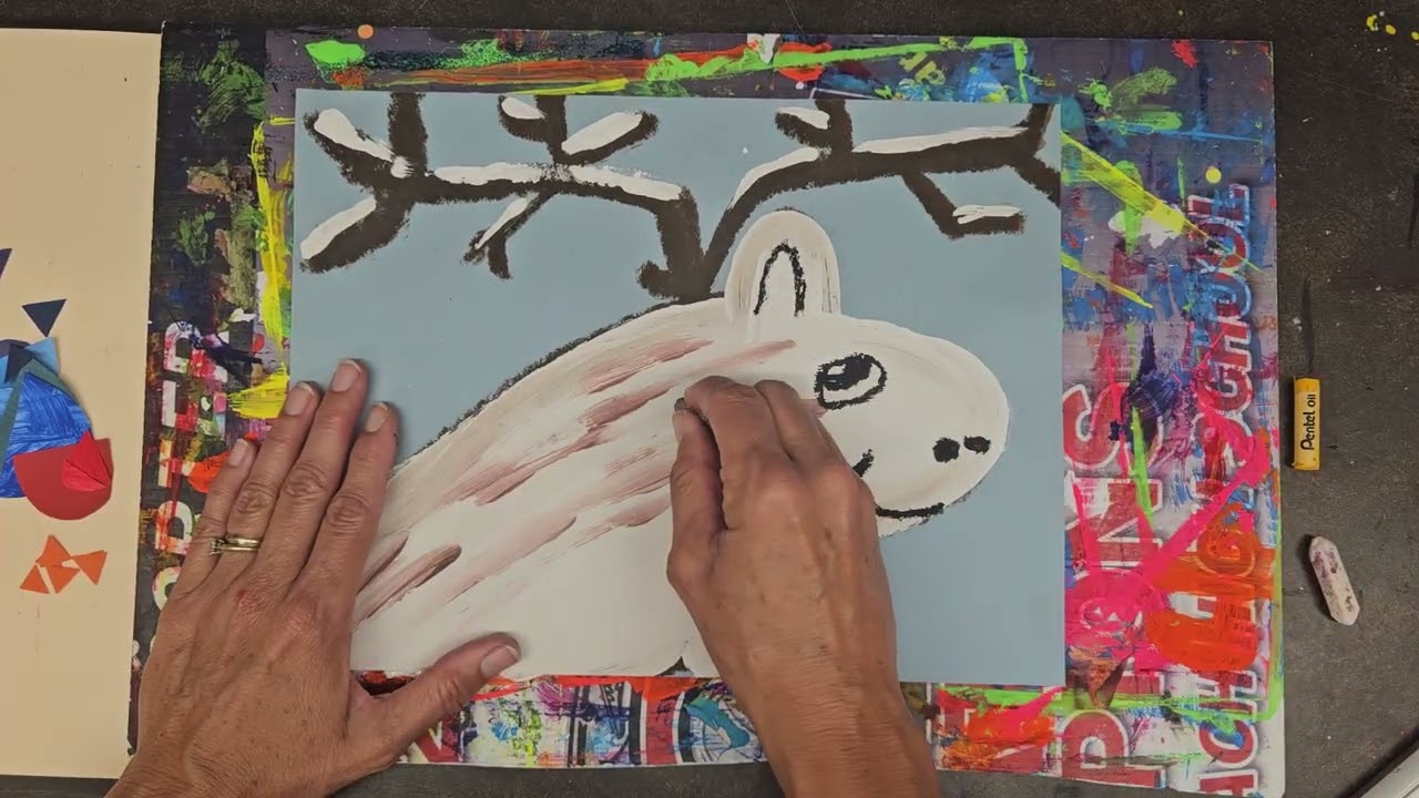 Caribou in snow with friends