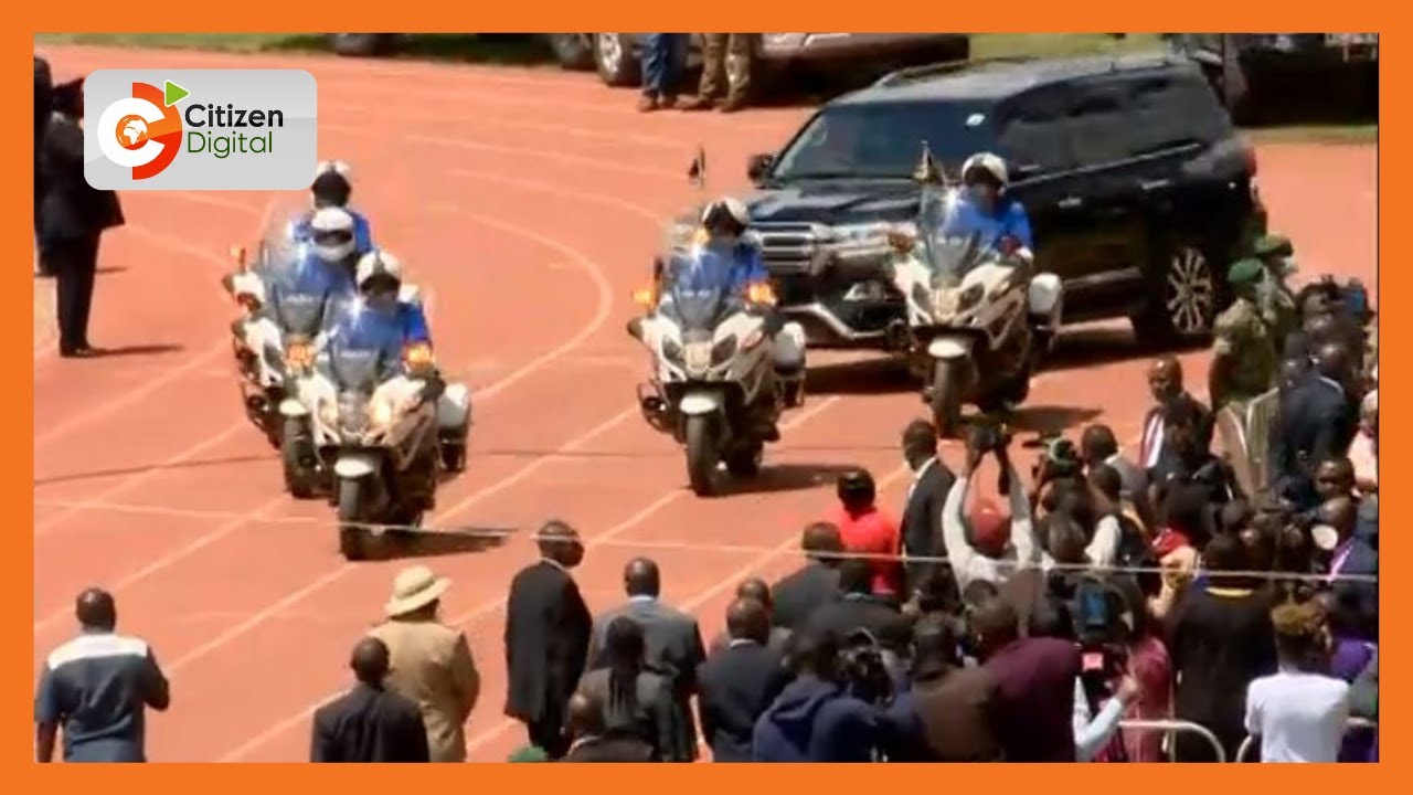 President Uhuru Kenyatta arrives at Nyayo Stadium for Labour Celebrations