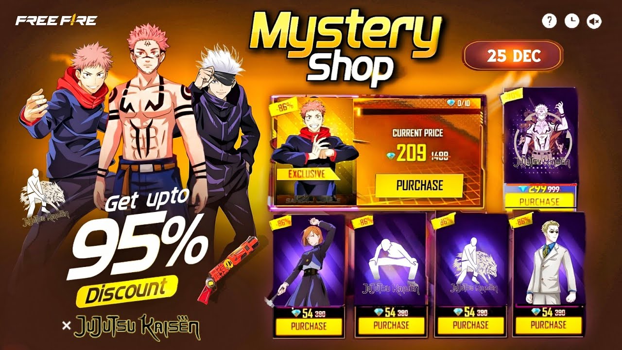 Jujutsu Kaisen Mystery Shop Event 💥😮| free fire new event |  ff new event | new event free fire 