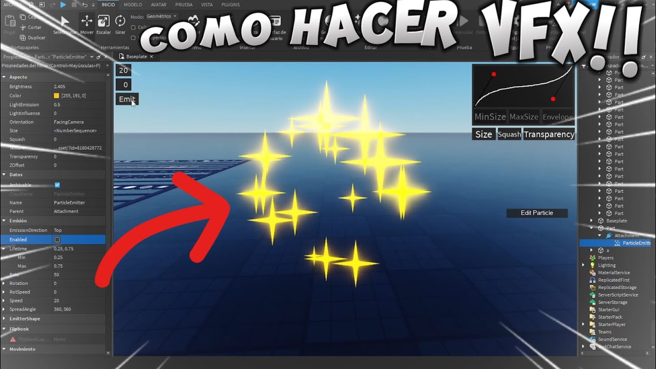 Tutorial de como hacer VFX en roblox studio ▬  Explosion de estrellas🌟