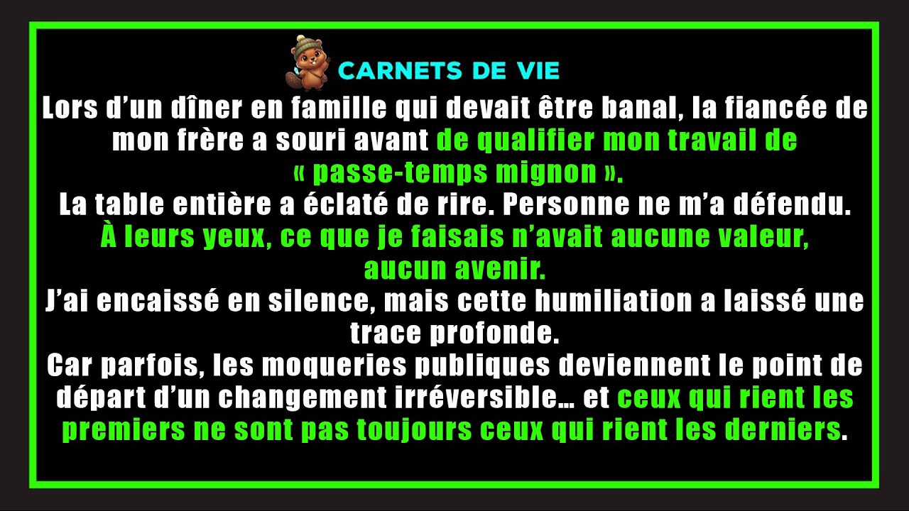 Un passe-temps mignon : la fiancée de mon frère s’est moquée de mon travail devant toute la famille