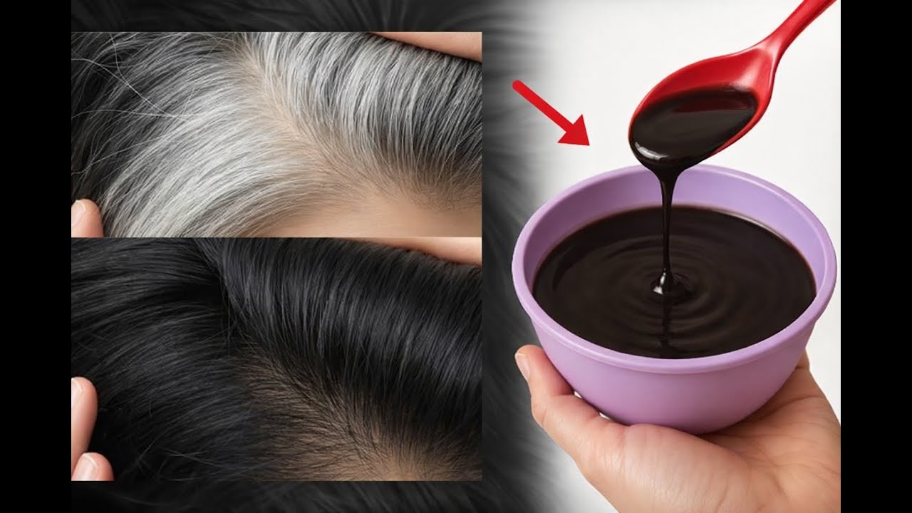 Dye your Hair 🤎 Shiny Dark Brown at Home 💯 Cover White Hair with Ingredients From The Kitchen