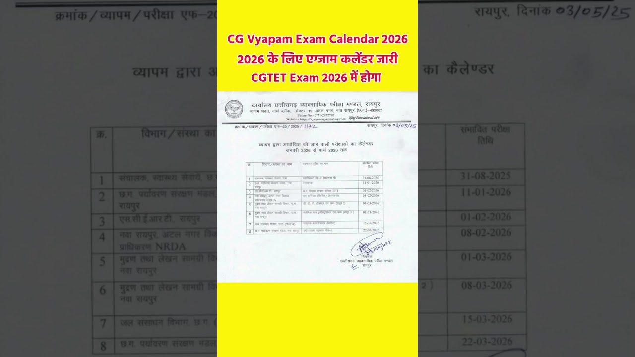 cg vyapam exam calendar 2026 | cg tet exam 2026 | cg vyapam upcoming vacancy 2026