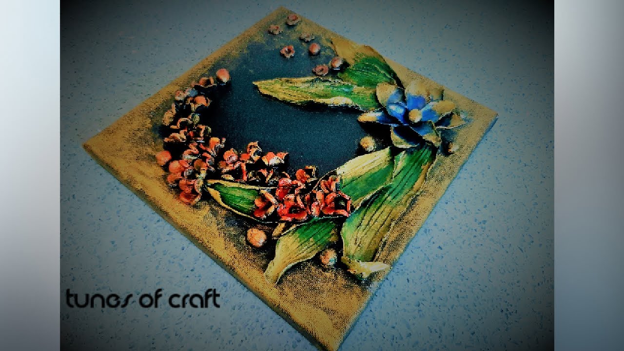 simple 3d mural clay painting idea on canvas | clay art painting | canvas painting | air dry clay