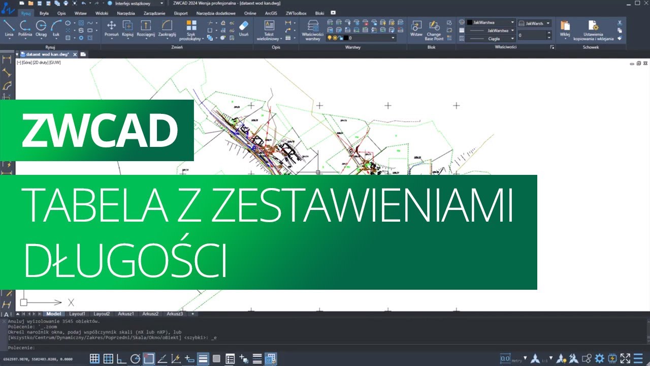 ZWCAD. Tworzymy tabelę z zestawieniami długości