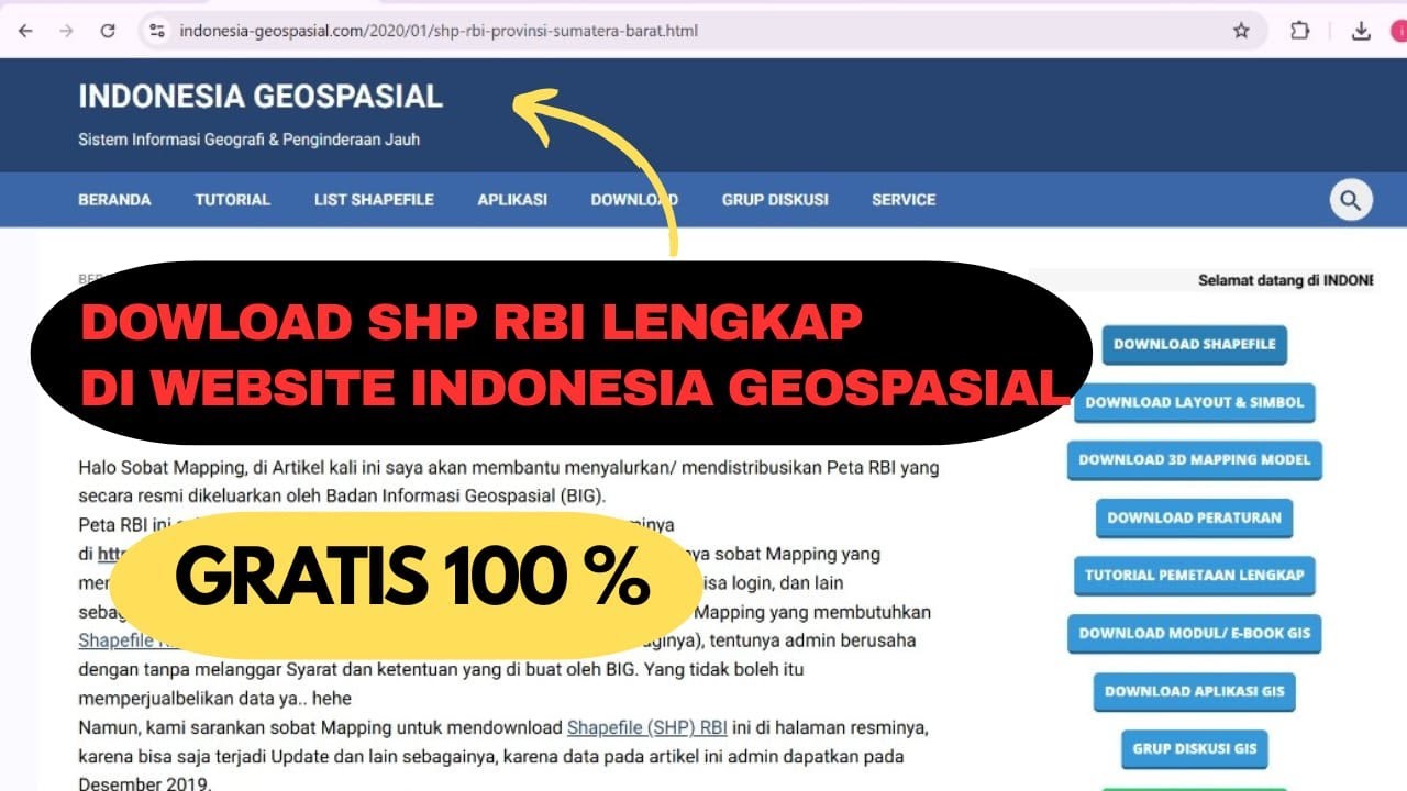 Tutorial dowload shp Shapefile RBI lengkap dan gratis di website Indonesia Geospasial