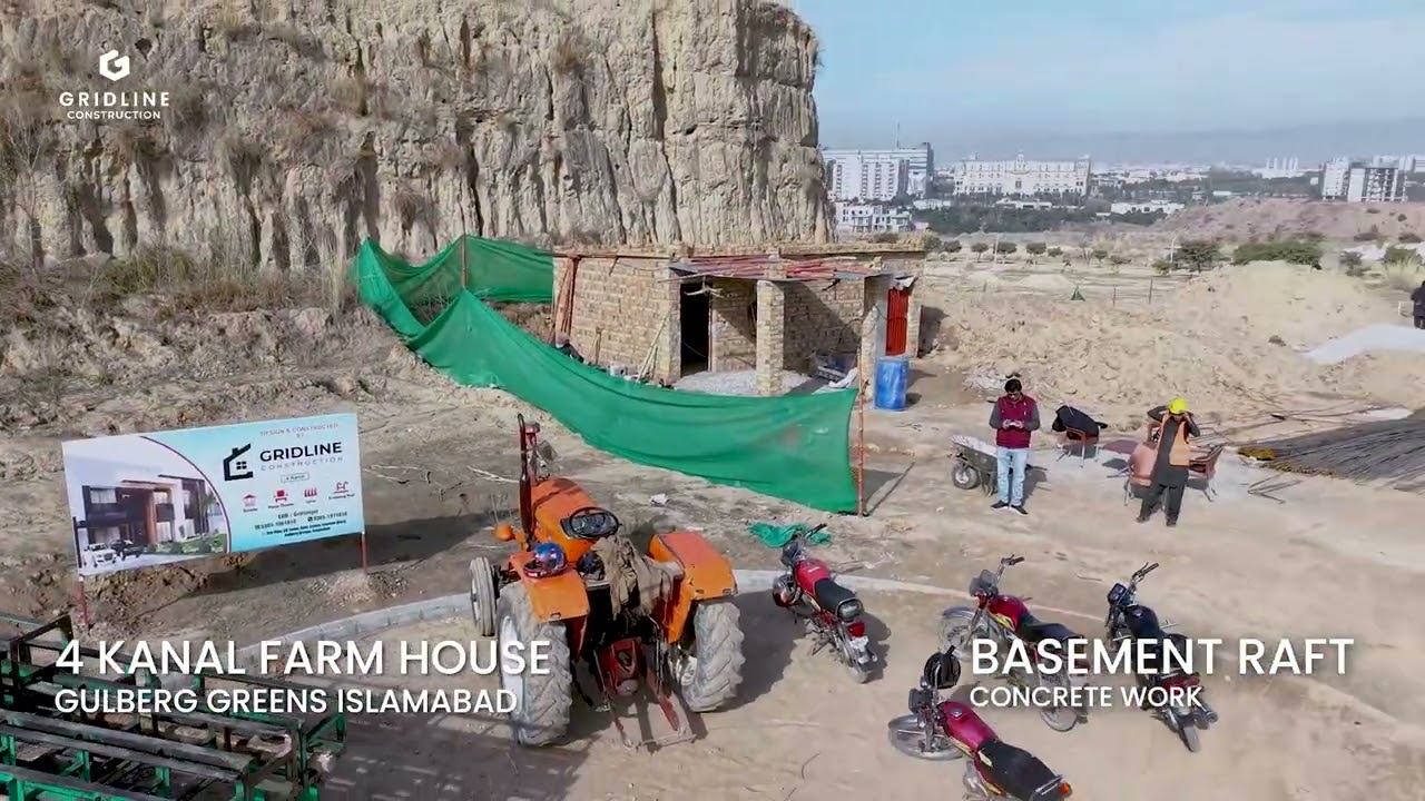 4 Kanal Farmhouse in Gulberg Greens, Islamabad by Gridline Construction. RAFT Concrete | Basement