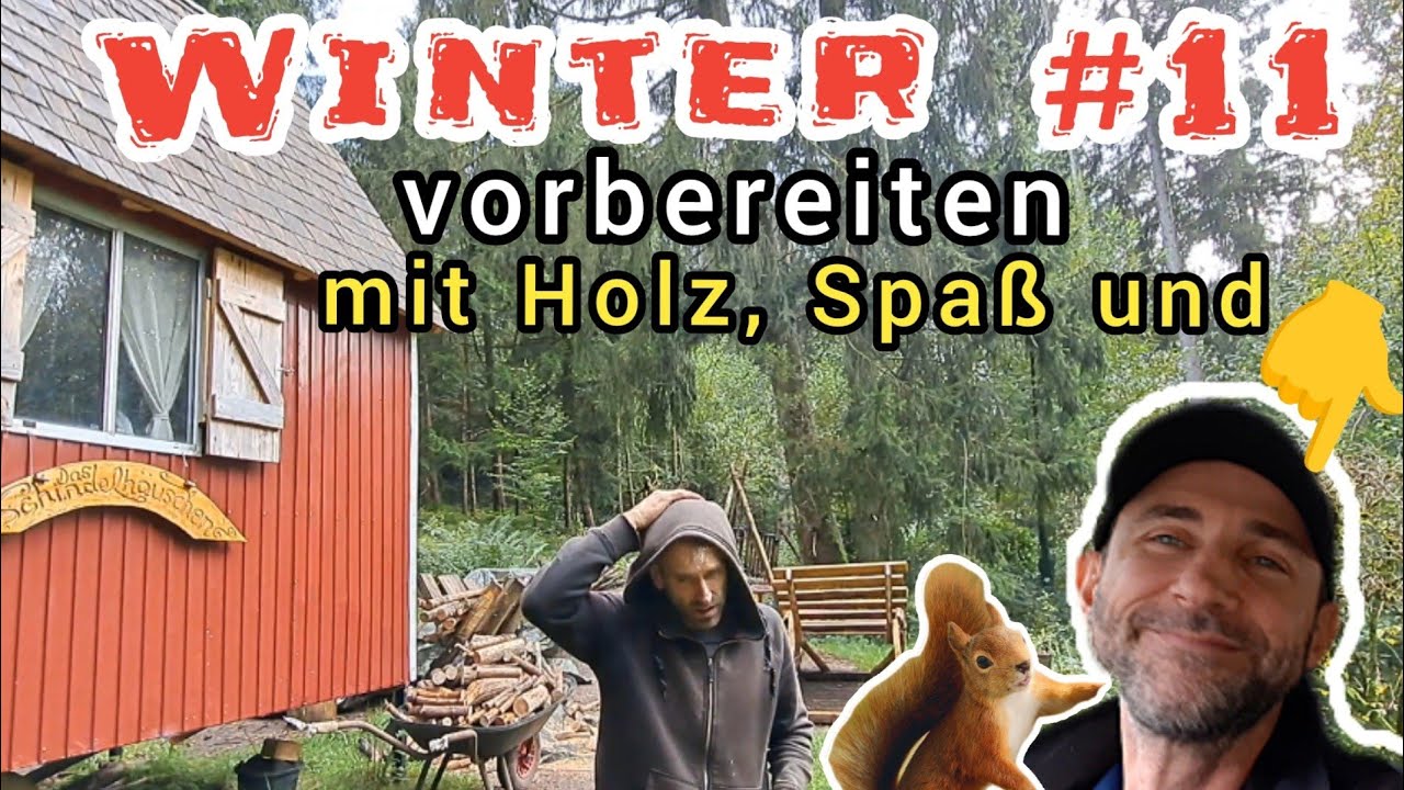 Mann bereitet sich auf elften Winter im Wald vor.
