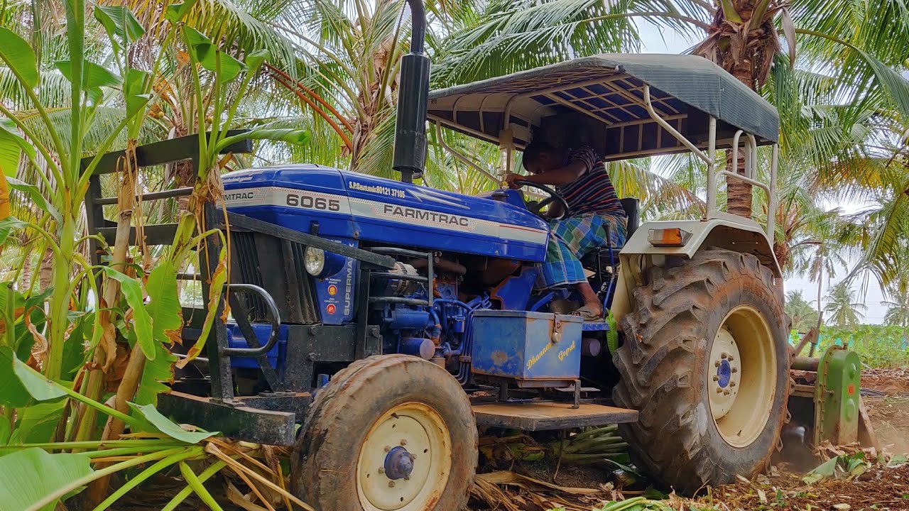 Farmtrac 6065 | Rotavator performance in banana field | Specifications and price details