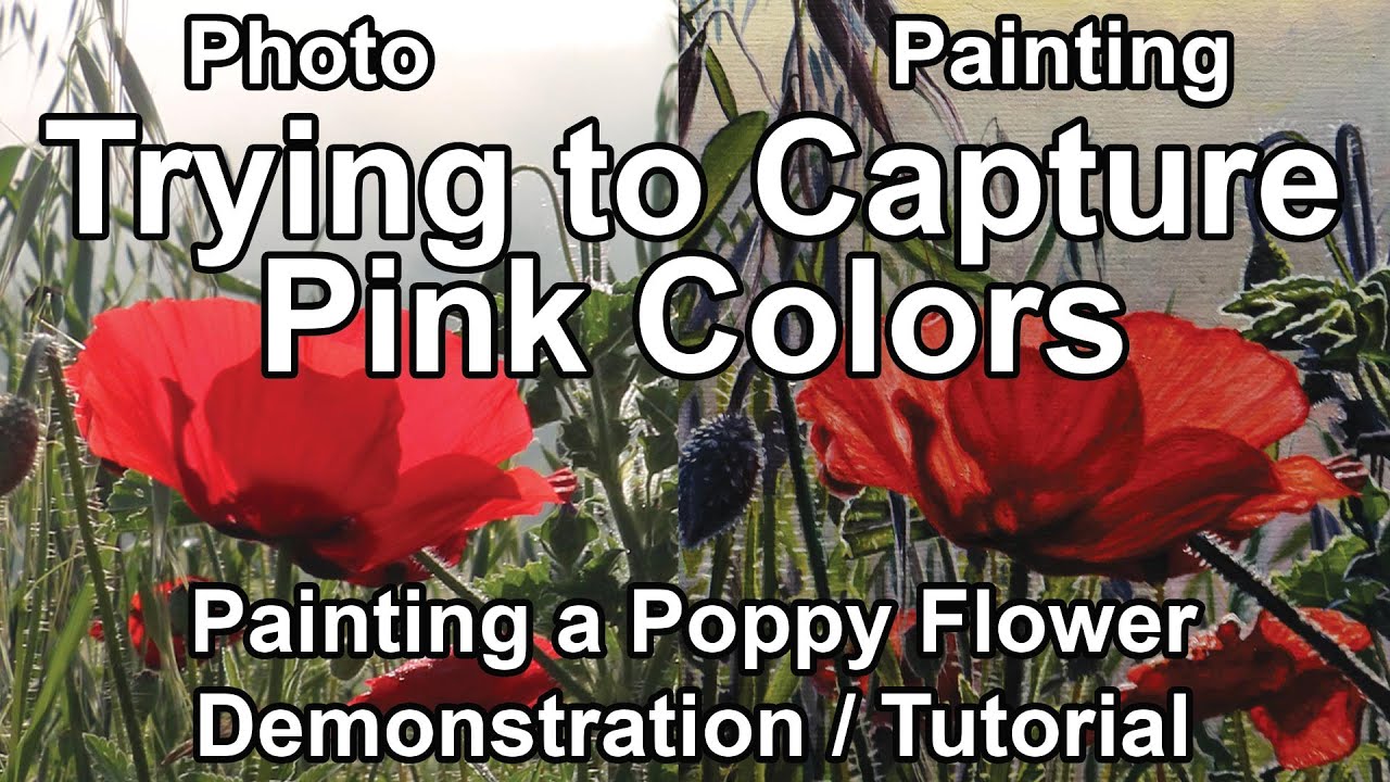 Landscape Oil Painting Red Poppies Flowers How to Mix Pinks Poppy Petals Full Tutorial Demonstration