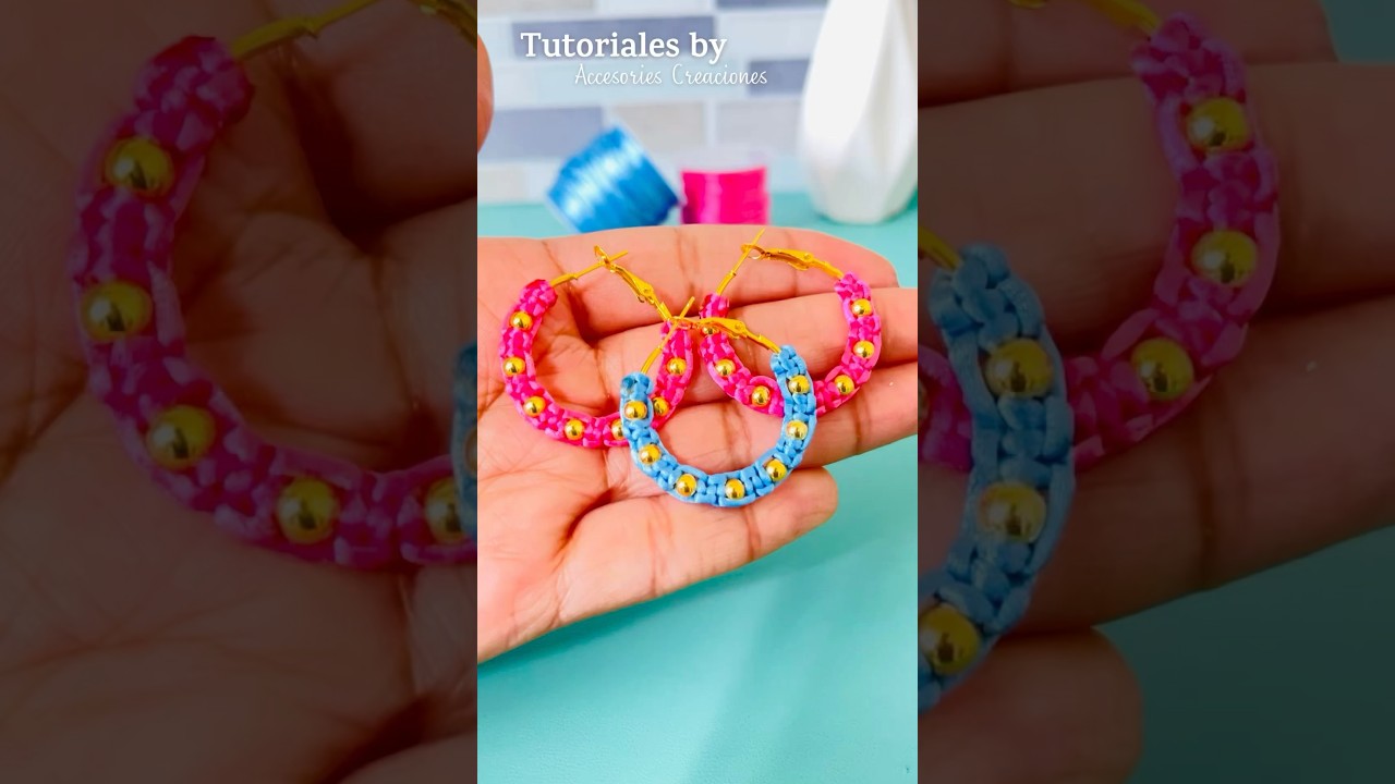 c&oacute;mo hacer aretes de bisuter&iacute;a/ argollas en macram&eacute;  #aretes #bisuteria #manualidades #short