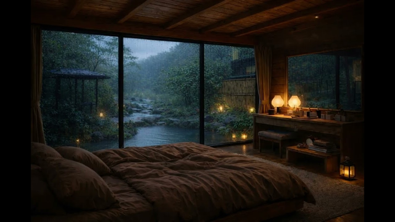 Gentle Rain in a Wooden Cabin 🌧️ Calm, Relax & Sleep Ambience