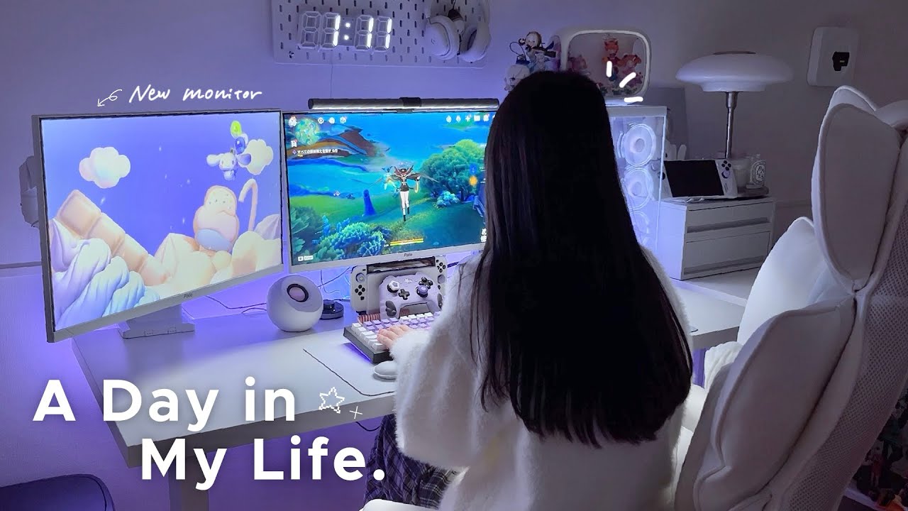 gamingvlog | Pixioのnewモニター開封📦✨スプラと原神で遊ぶ休日🦑🎮