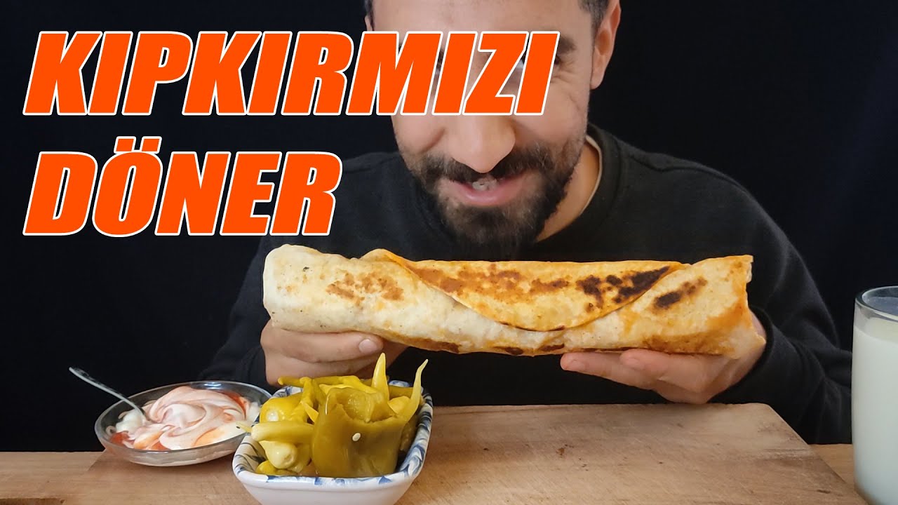 KIPKIRMIZI DÖNER DÜRÜM ASMR 😋 TÜRKÇE ASMR YEMEK #eating