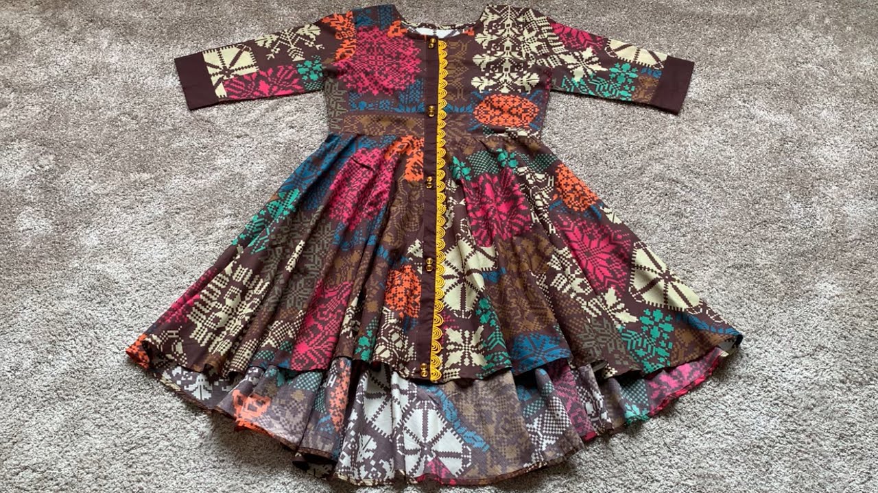 Designer high low open short frock cutting and stitching