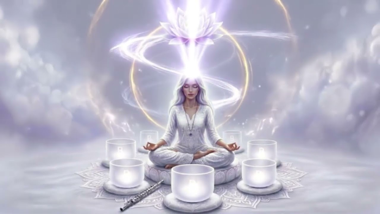 Crown Chakra Meditation 🤍 | 963 Hz Healing | B Note Crystal Singing Bowls