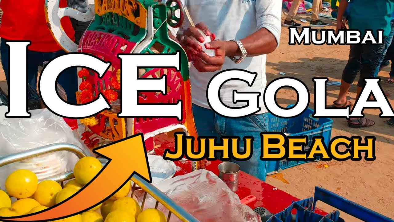 Ice Gola, Kala Khatta chuski, barf ka gola at Juhu Beach Mumbai , India in 4k ultra HD