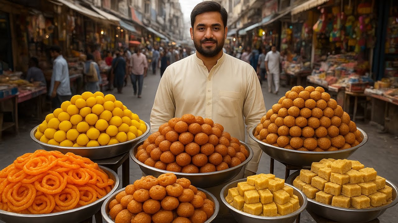 HARDWORKING MAN SELLING SWEETS ON STREETS OF ISLAMABAD PAKISTAN | OPEN STREET FOOD 
