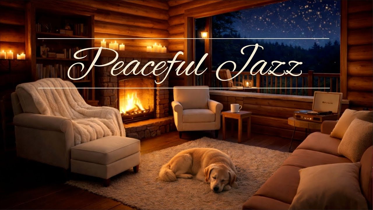 Peaceful Jazz  | Cozy Fireplace Ambience & Relaxing Jazz for Studying, Sleep, or Winding Down (2 HR)