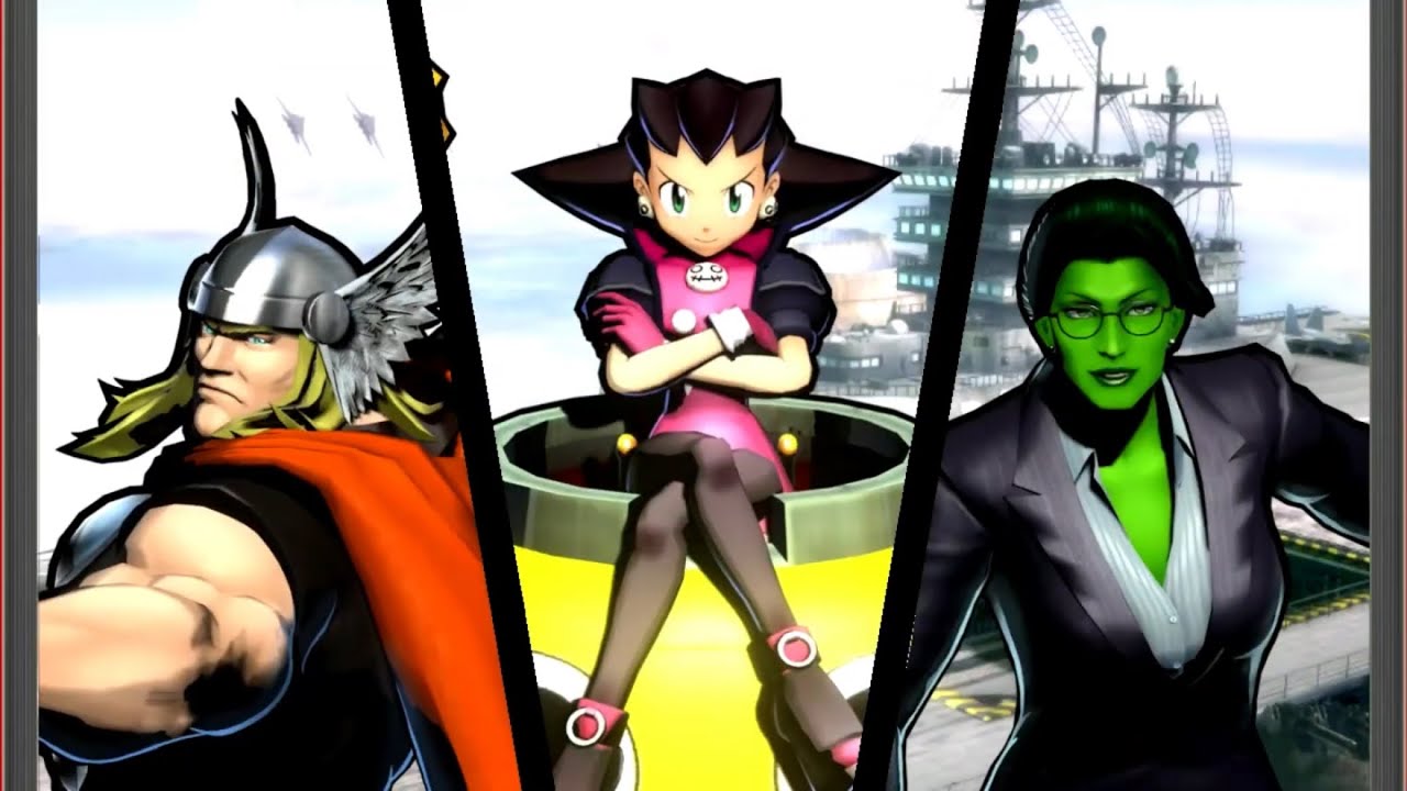 Полное прохождение аркадной версии Marvel vs Capcom 3: Трон Бонн, Тор и Женщина-Халк.