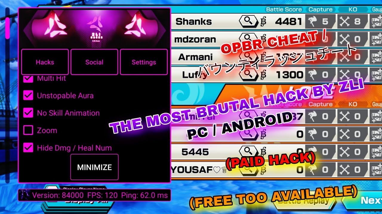 BOUNTY RUSH CHEAT BY ZLI | ワンピース バウンティラッシュ チート