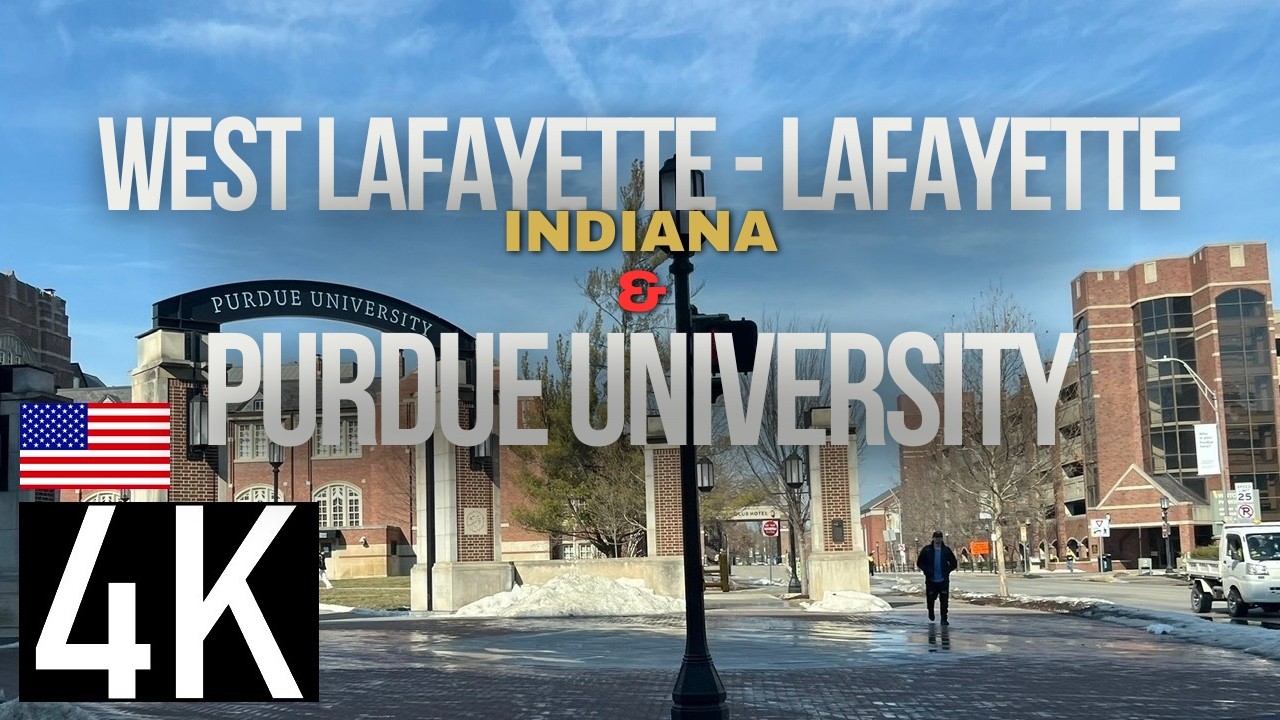Road Tour of West Lafayette - Purdue University Area - Lafayette Indiana in 4K