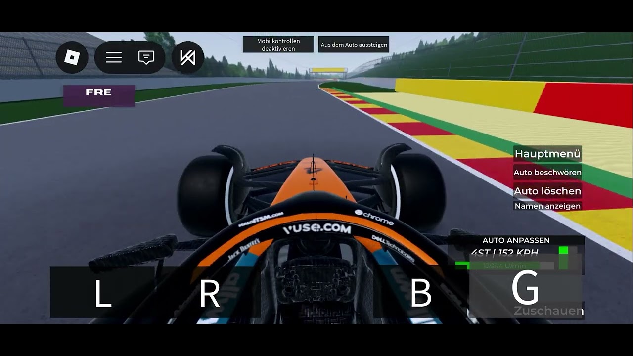 Driving 1 lap in Spa Track with McLaren F1 car in Roblox