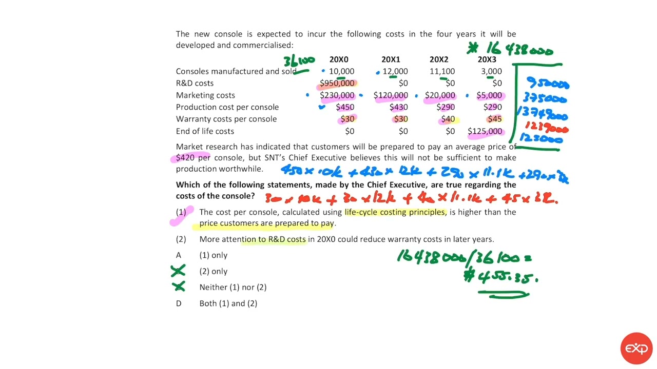 ACCAPM PP v3 - Section A Style OT Questions for Specialist Cost and Management Accounting Techniques