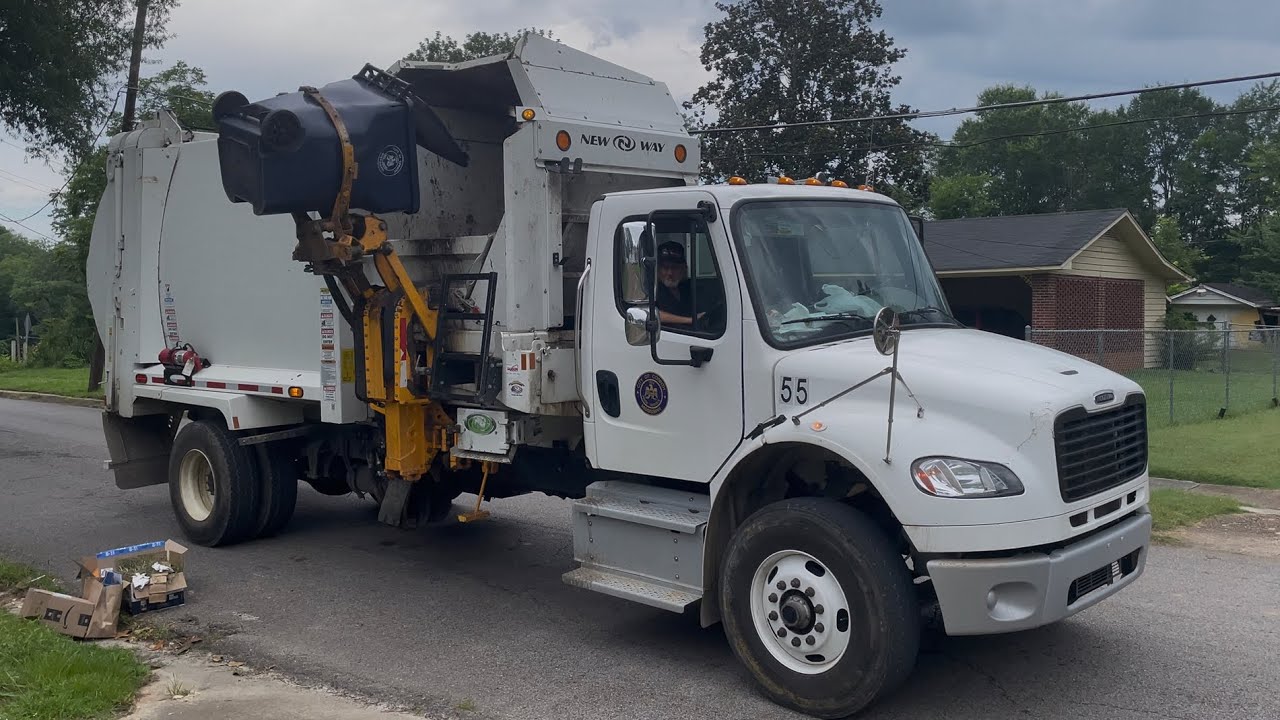 Freightliner M2 Mini New Way Sidewinder ASL Garbage Truck with a Hopper Cover in Mississippi!