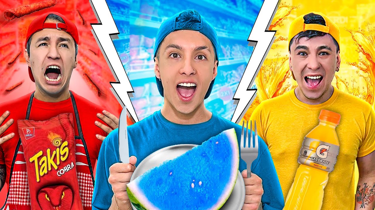 ¡¡24 HORAS COMPRANDO y COMIENDO de UN SOLO COLOR 🌈!!