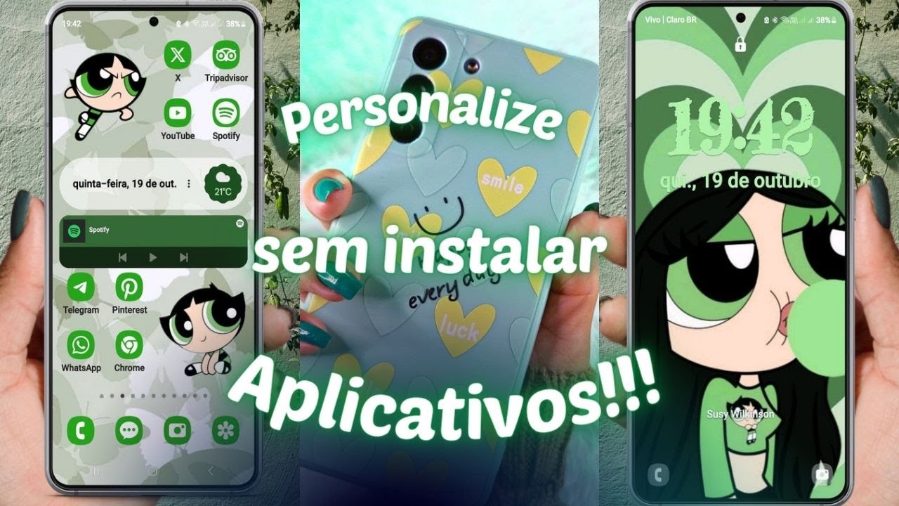 Como PERSONALIZAR Seu Celular SEM Instalar Aplicativos - Personalização Docinho Verde Aesthetic
