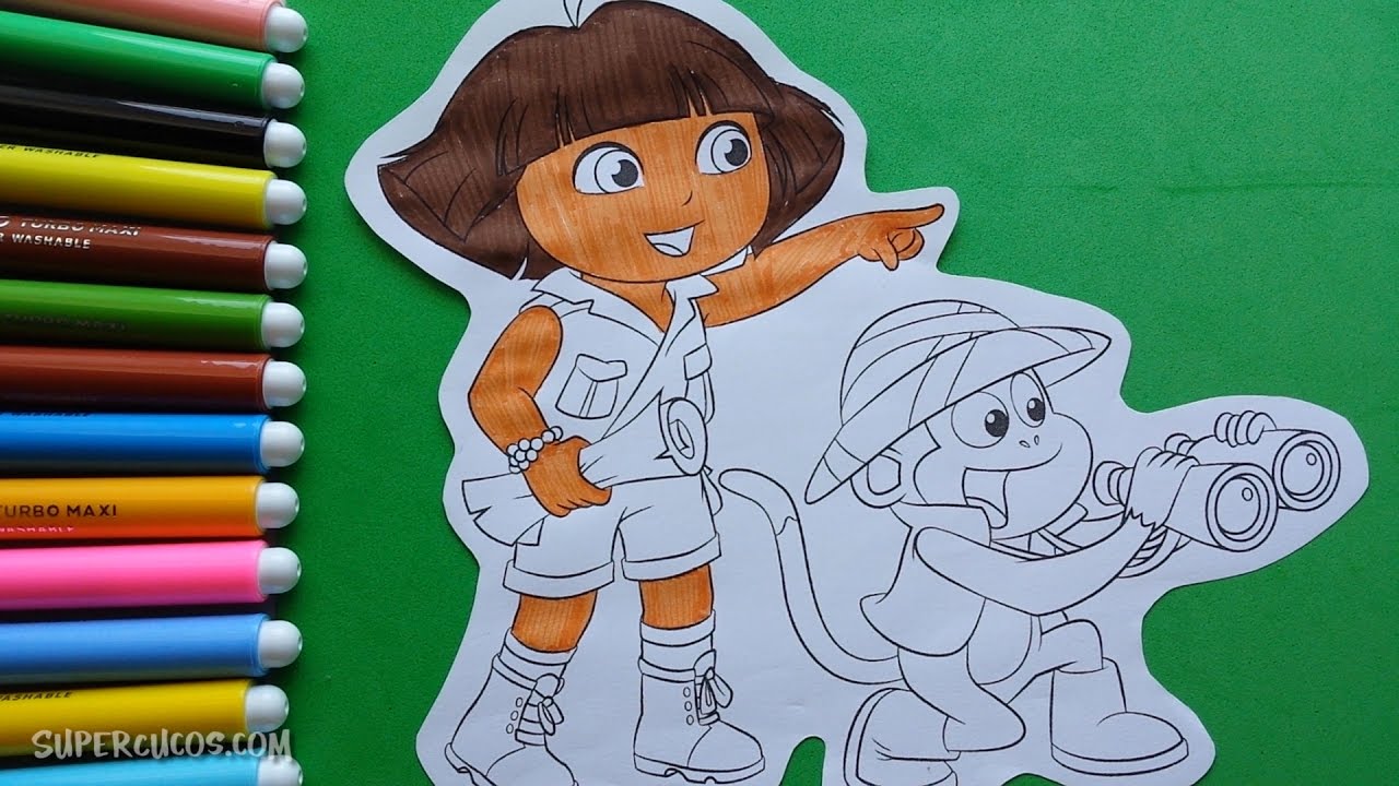 Speed Coloring Dora The Explorer & Boots | Colorear Dora la Exploradora & Botas