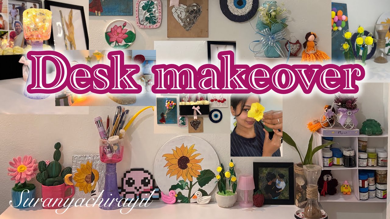 Simple Desk Makeover 💖🌵| @suranyachirayil 