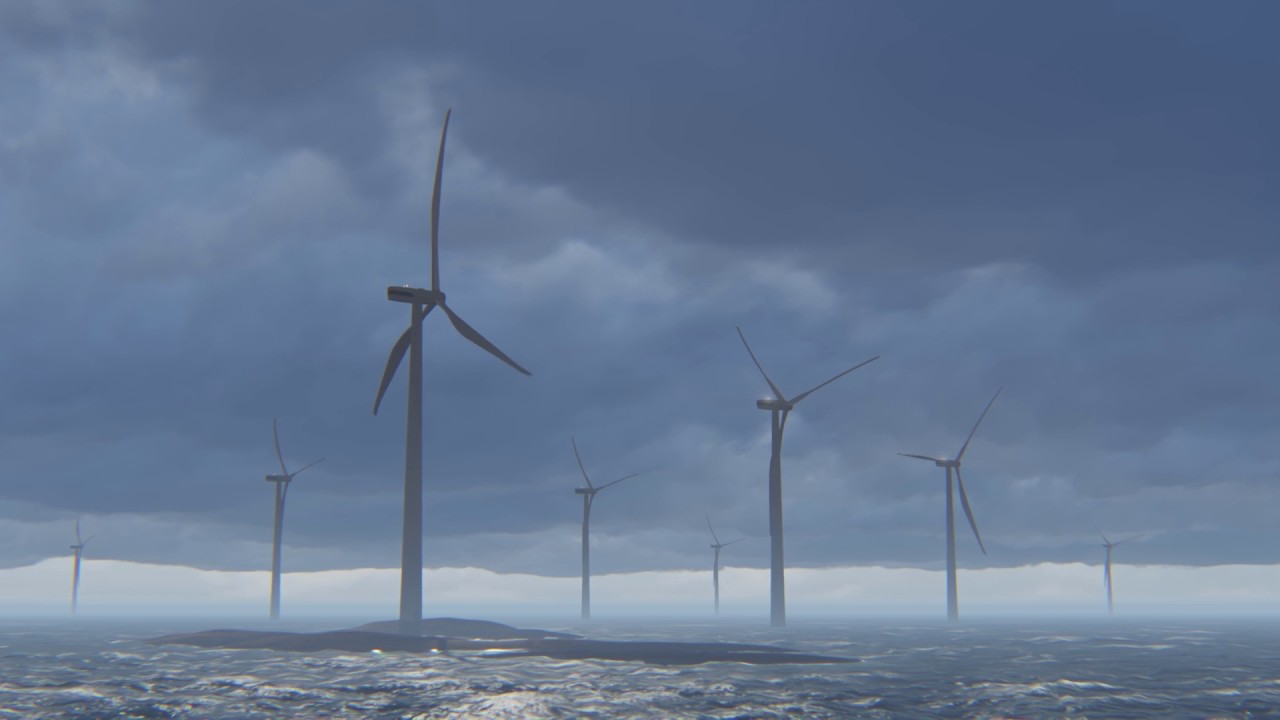 Wind turbine 3D animation