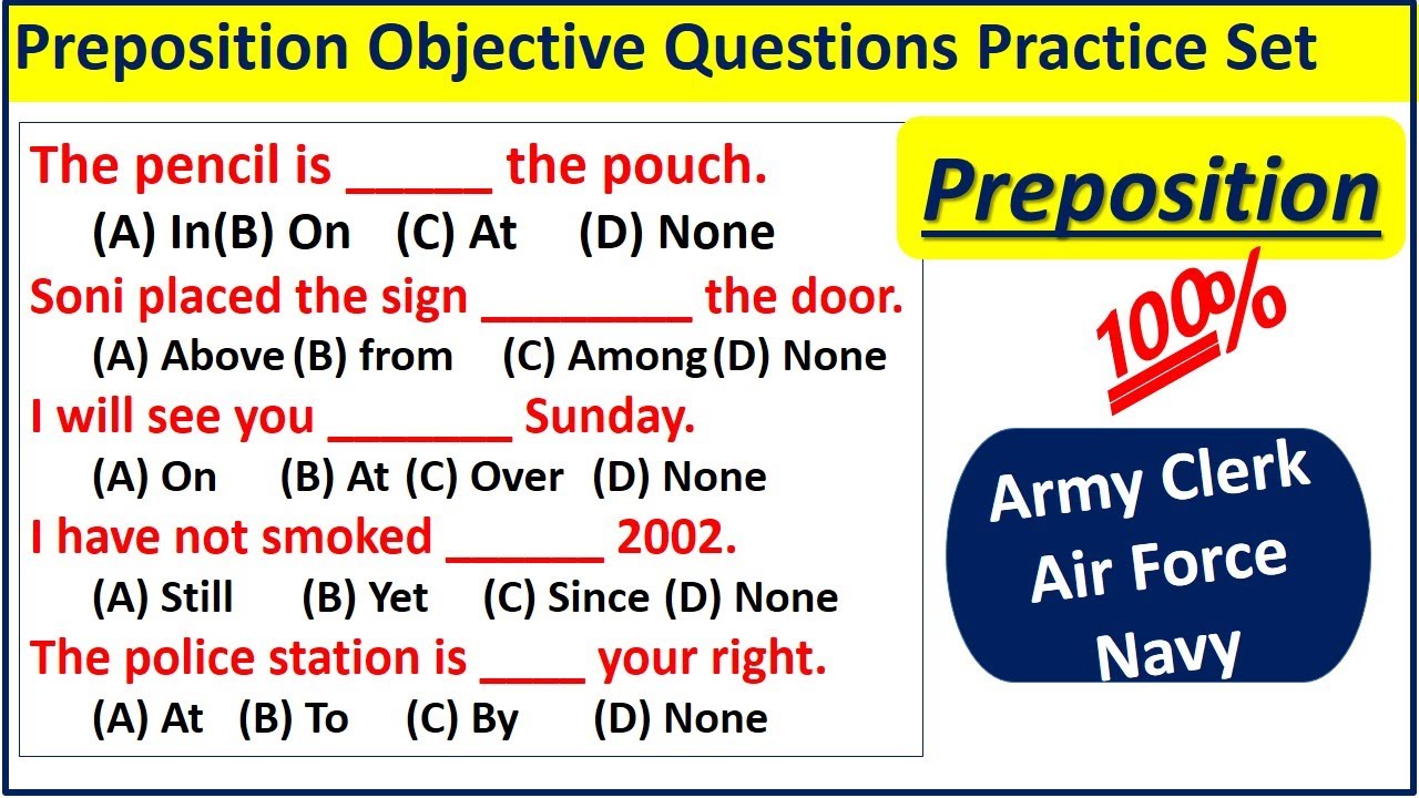 Preposition Objective Questions Practice set | Preposition Questions | OnePlus Defence Academy