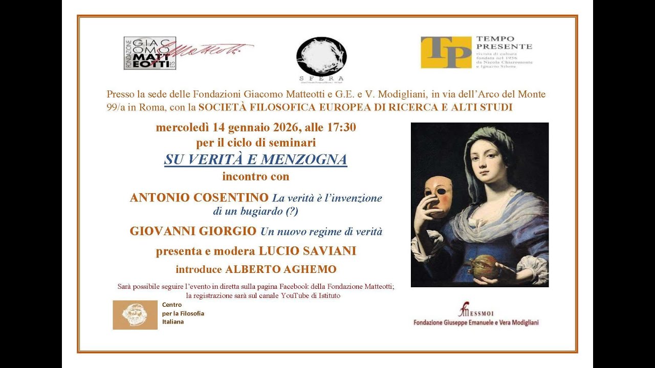 Ciclo di seminari su Verità e Menzogna - 14 gennaio 2026