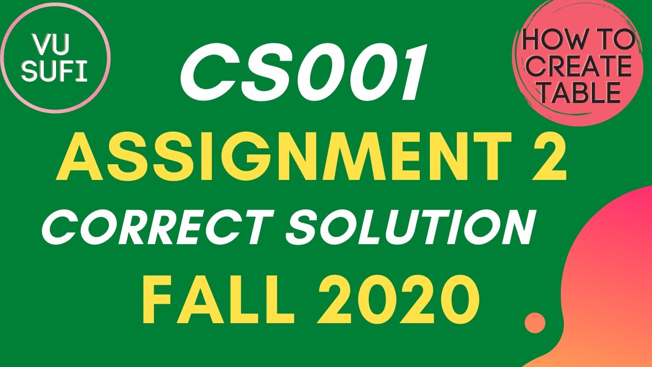 CS001 Assignment 2 Solution Fall 2020 |100 % Correct Solution with Explanation|
