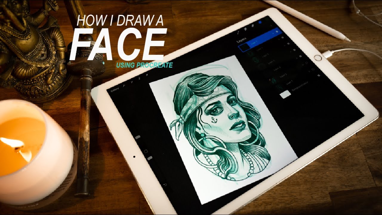 HOW I DRAW a FACE using PROCREATE ( In a NEO-TRADITIONAL style ) TIMELAPSE