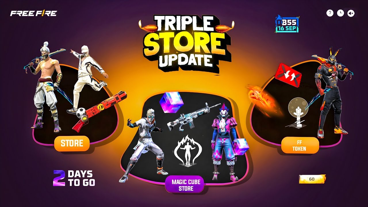 Ob55 Triple Store Update 💥🤯| magic cube store update | free fire new event | ff new event| new event