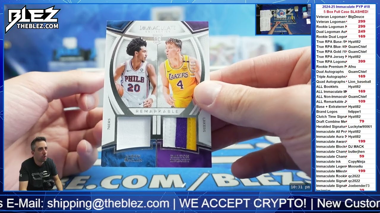 2024-25 Panini Immaculate Hobby NBA 5 Box Full Case Break #18 Pick Your Parallel