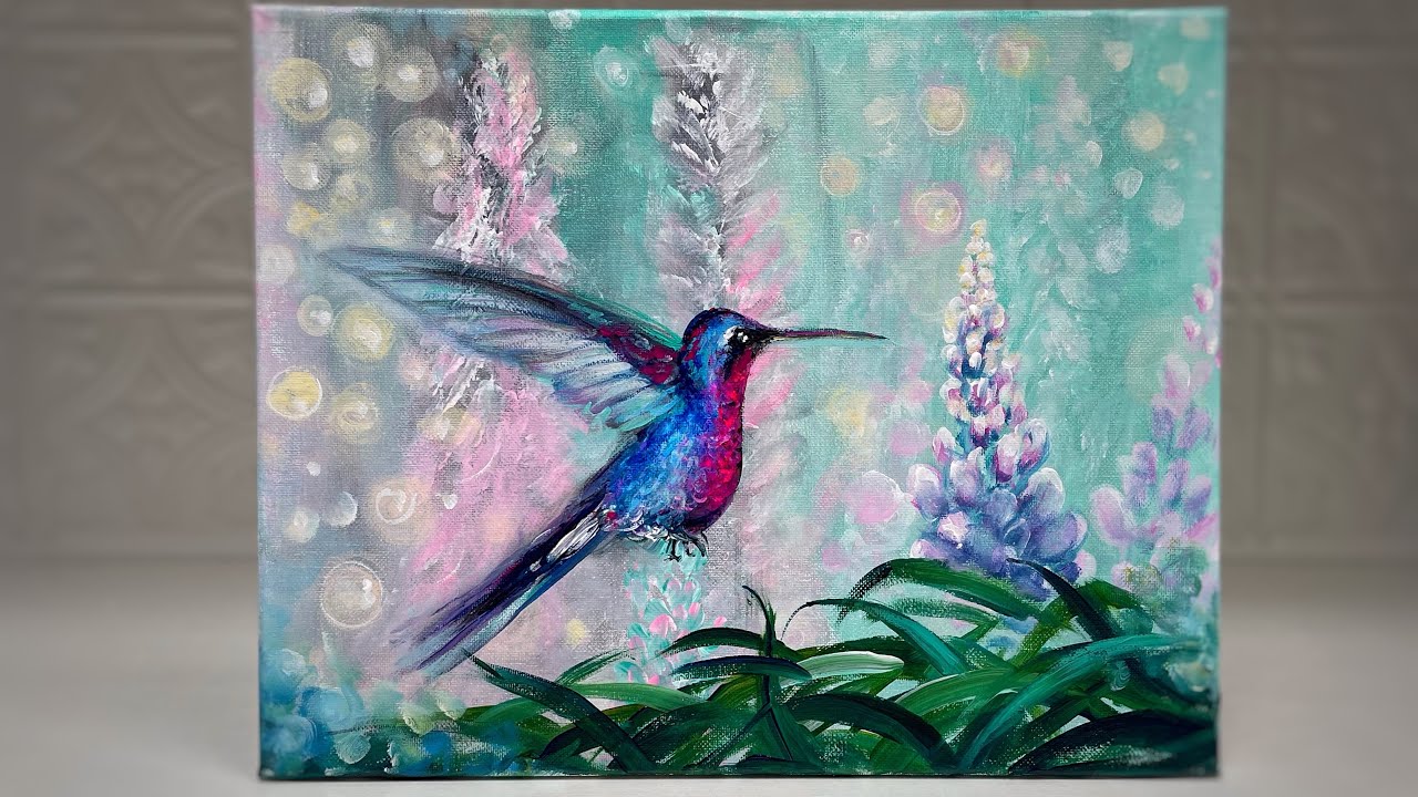 HOW TO PAINT A HUMMINGBIRD 🌸 acrylic step by step painting tutorial