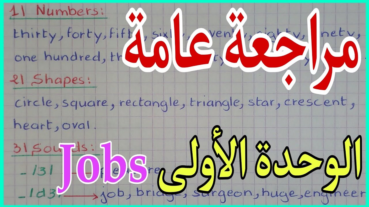 ملخص دروس الانجليزية للسنة الخامسة ابتدائي الفصل الأول jobs and occupations