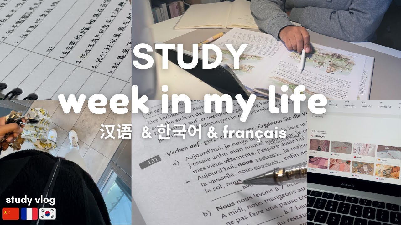 Studying multiple languages during a busy week | study tips | 🇨🇳🇰🇷🇫🇷