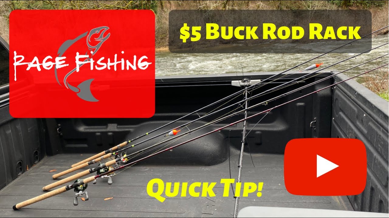 $5 BUCK ROD RACK - Quick Tip - Cheap rod holder system for fishing rods for pickup bed or boat.