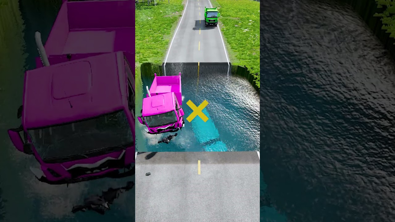 Dump trucks passing water pit #80 | #waterpit #beamnglive #dumptruck  #monstertruck