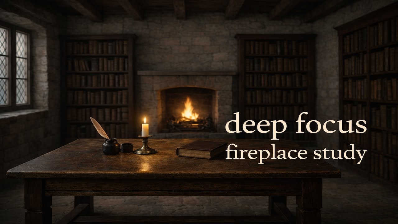 Stoic Study Room | Calm Fireplace Ambience For Work, and Flow