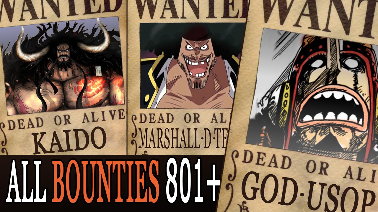 All Bounties updated to chapter 801+ in ONE PIECE