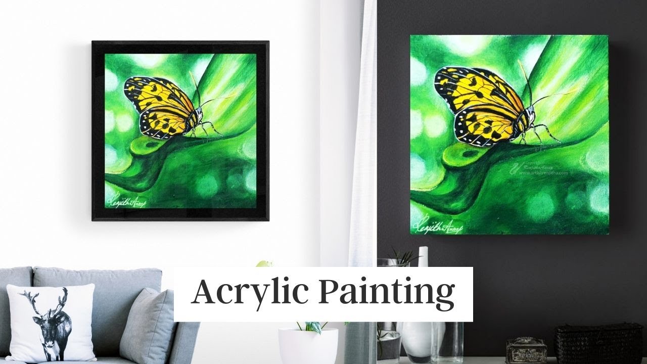 step by step acrylic painting on WOOD | butterfly -  Realistic Painting from a photograph