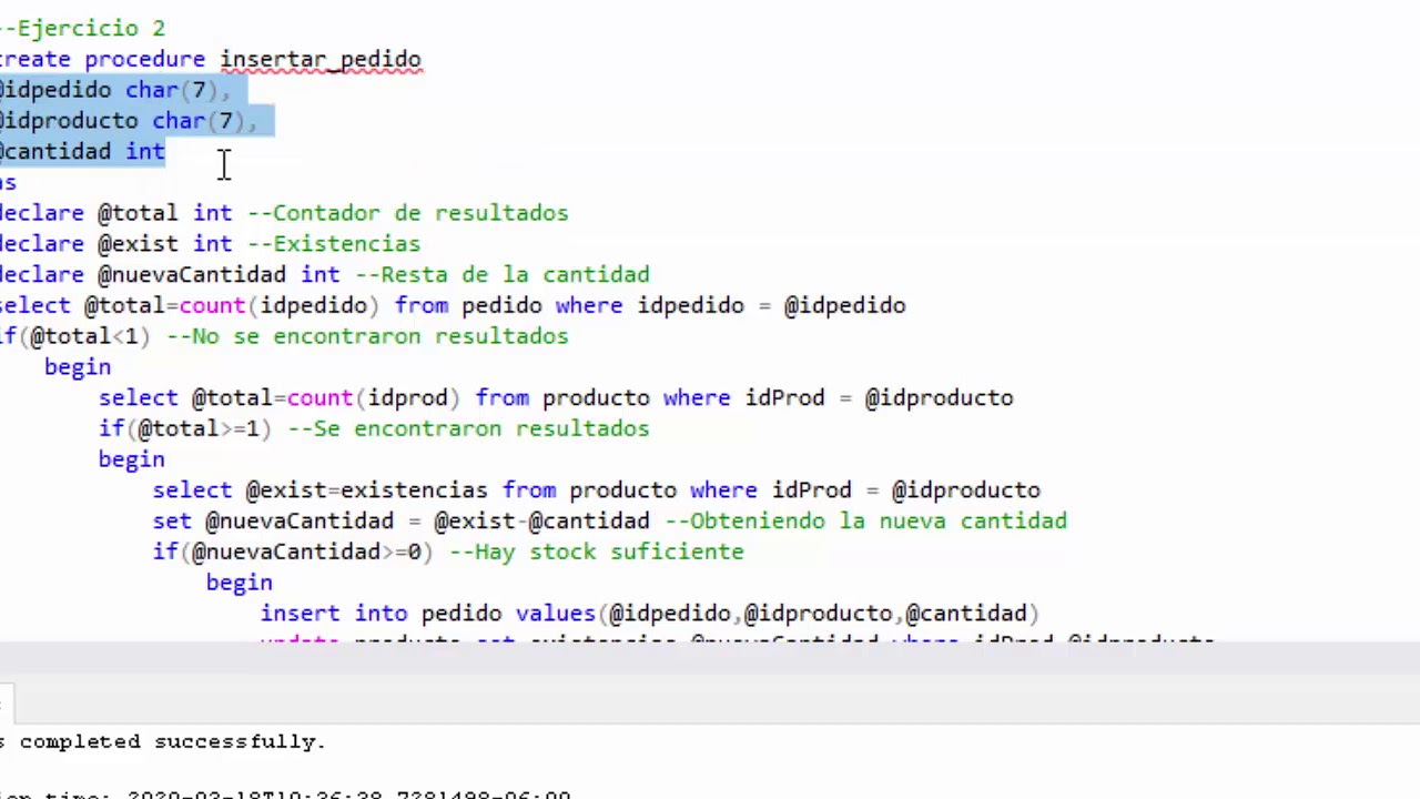 Ejercicios de procedimientos almacenados en SQL Server